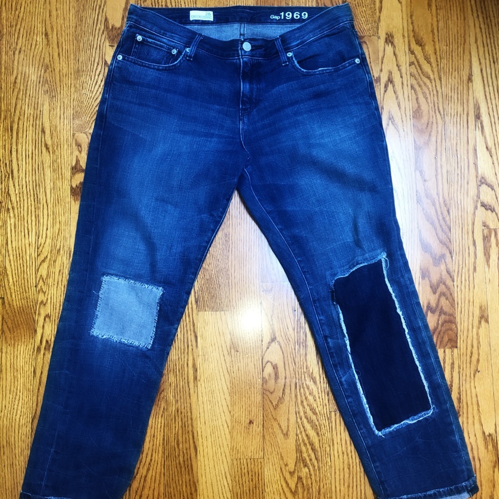 Blue Boyfriend Patch Jeans